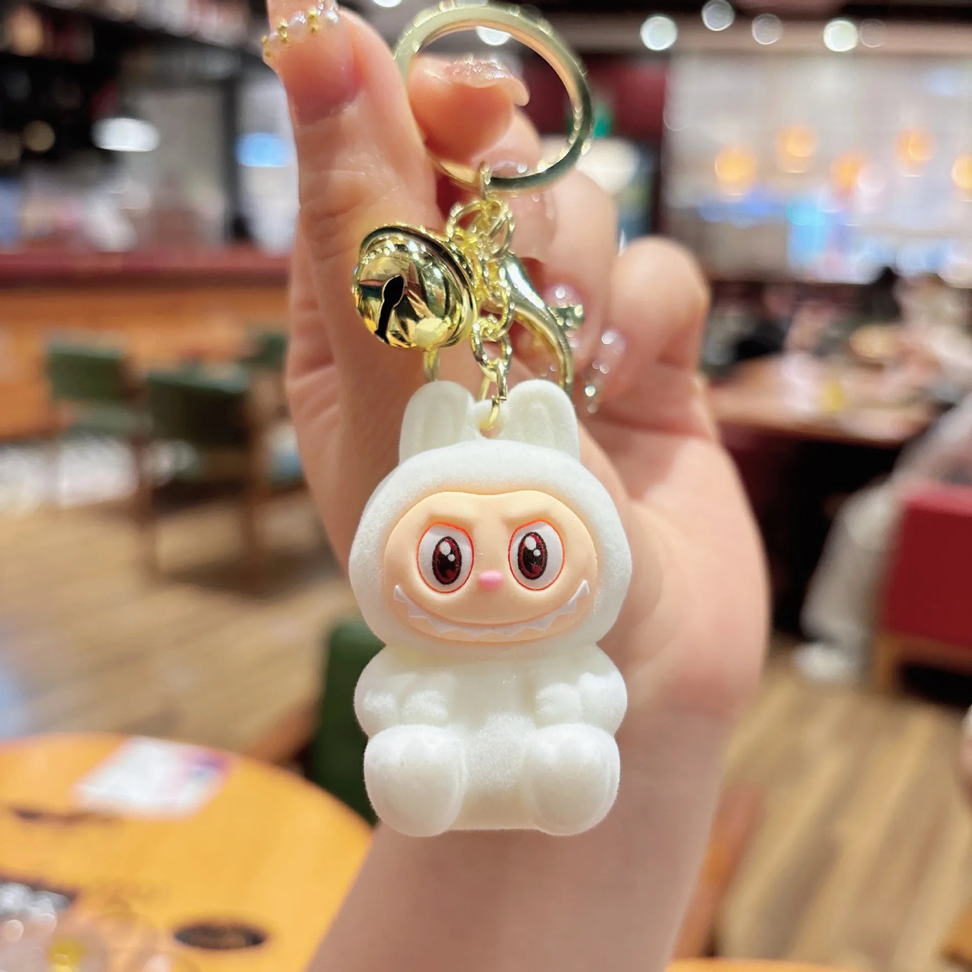 Labubu 'Soymilk | Bell Charm' Velvet PVC Keyring Keychain