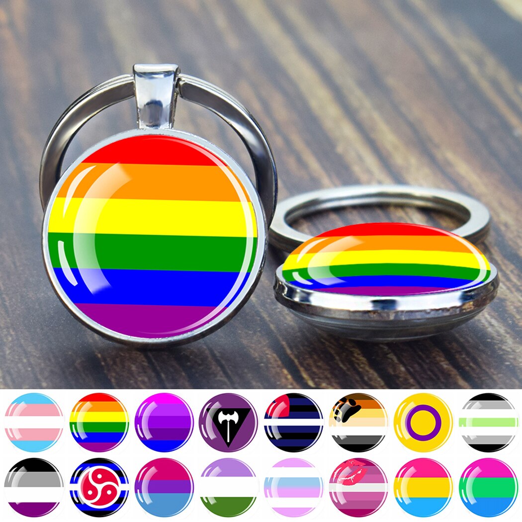 LGBT Flag 'Traditional' Keyring Glass Keychain