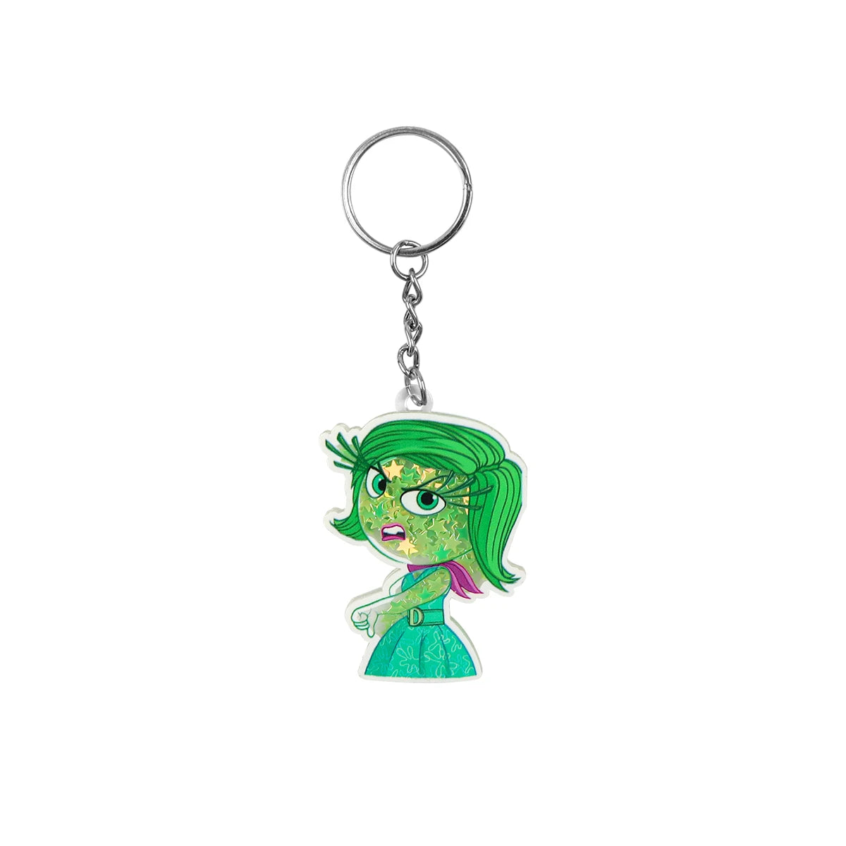 Inside Out Disgust Glitter Star Acrylic Keyring Keychain