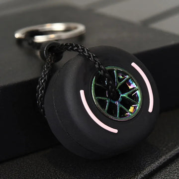 F1 Racing Wheel Tire 'White' Keyring Rubber Keychain