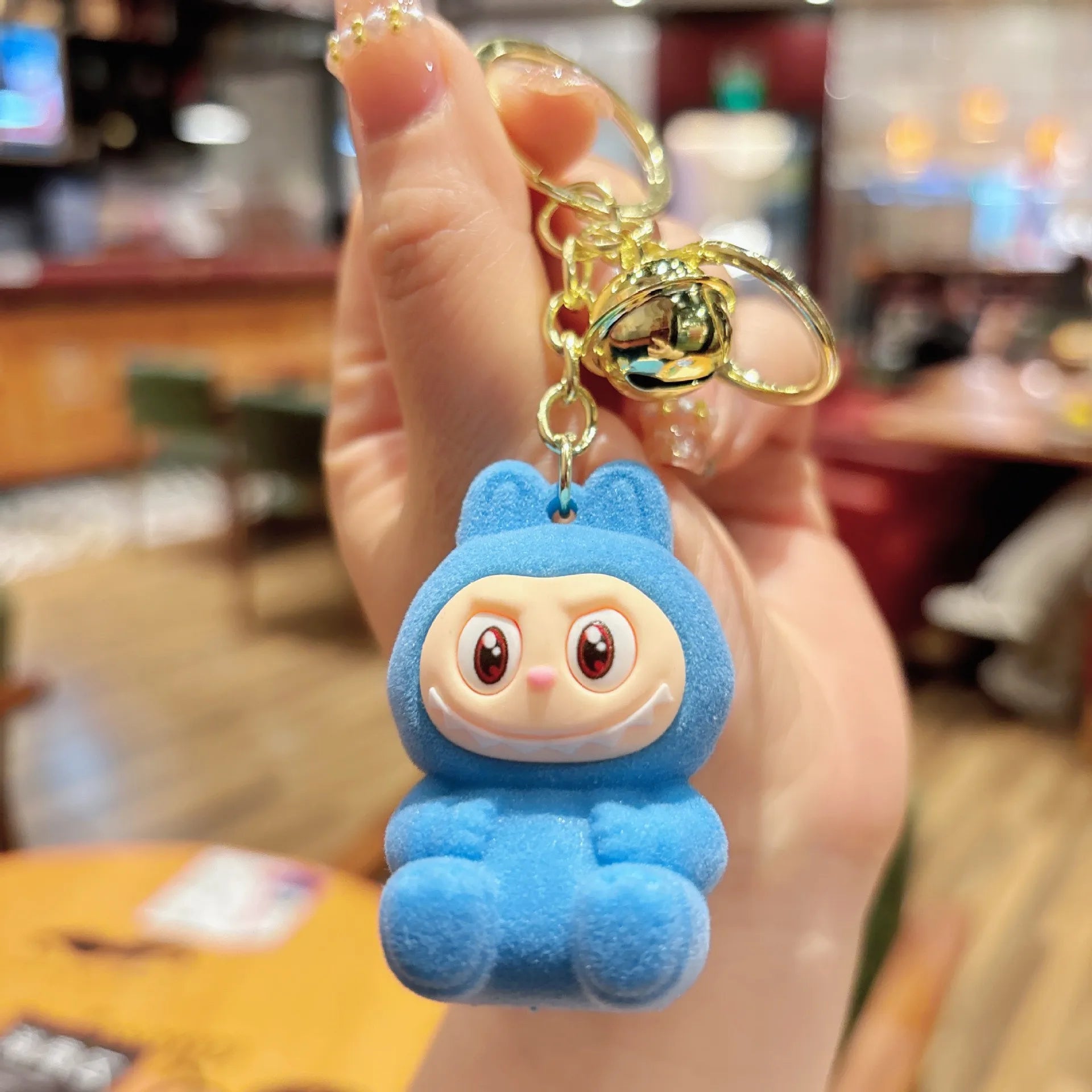 Labubu 'Sea Salt Coconut | Bell Charm' Velvet PVC Keyring Keychain