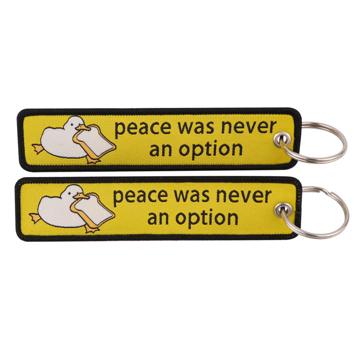 Funny Goose Peace Was Never An Option Embroidered Keyring Keychain