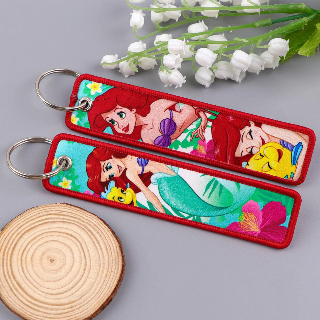 The Little Mermaid ‘Loving Flounder’ Embroidered Keyring Keychain