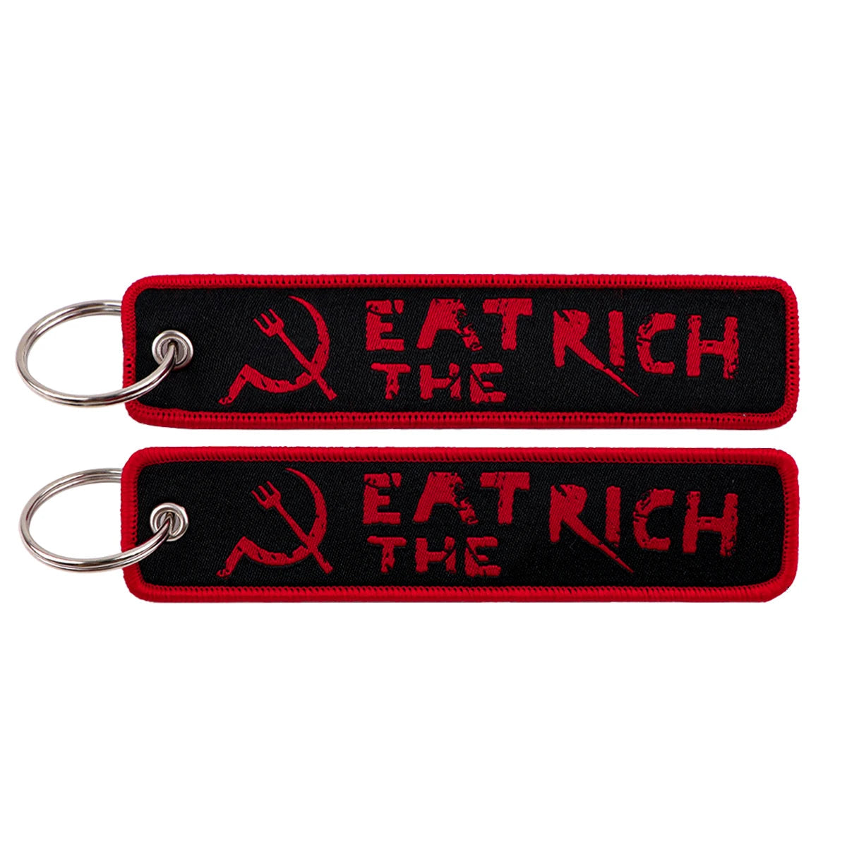 Eat The Rich Embroidered Keyring Keychain