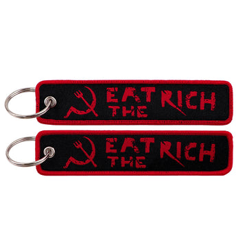 Eat The Rich Embroidered Keyring Keychain