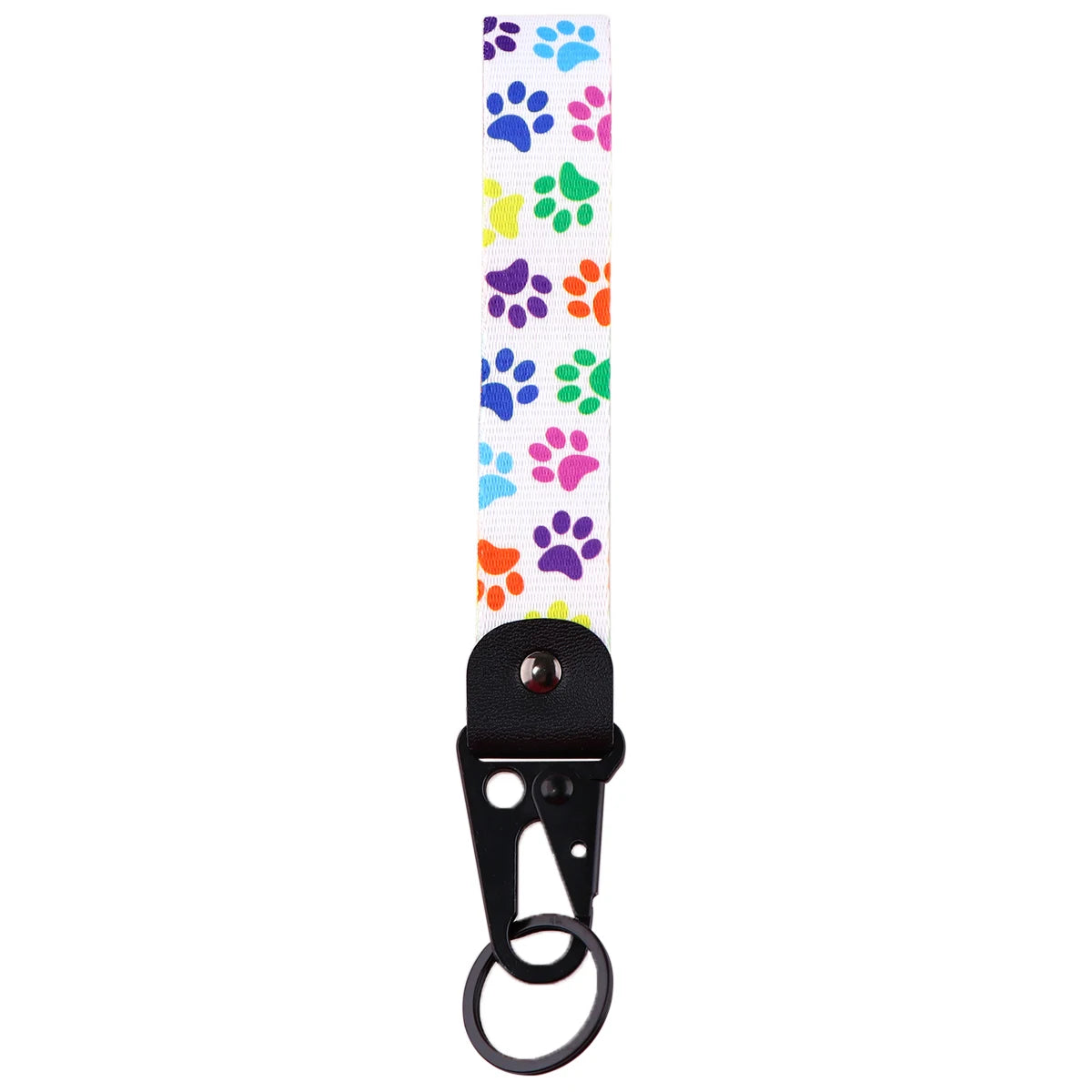 Little Rainbow Paw Print Wrist Lanyard Keyring Clip Keychain