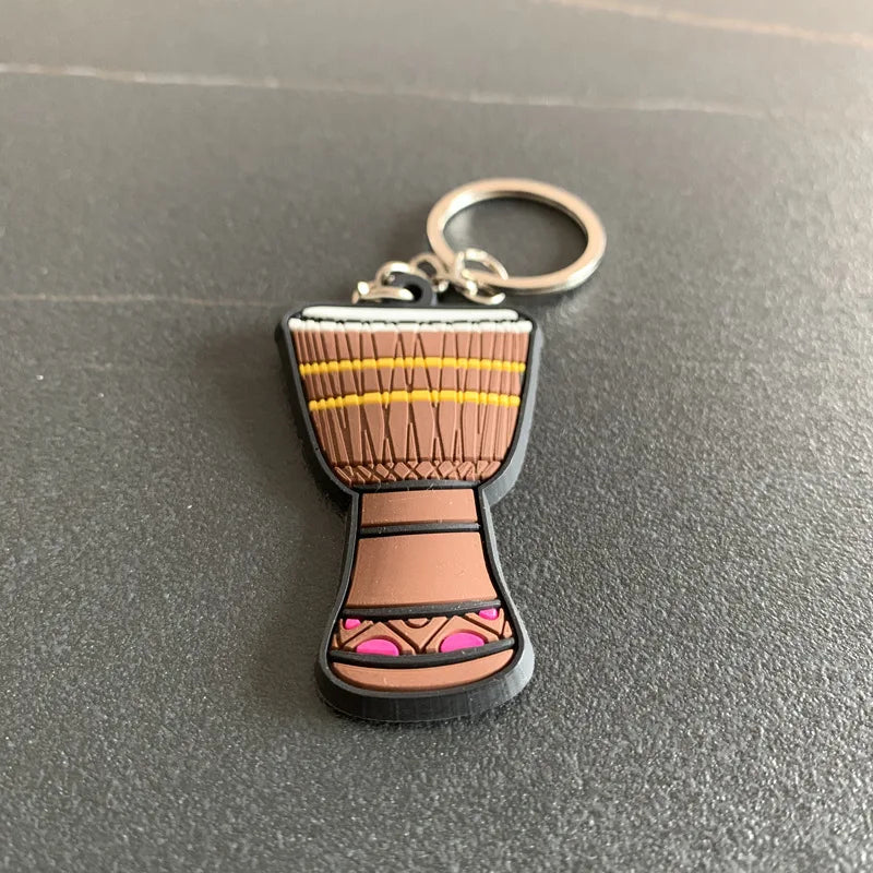 Musical Instrument 'Djembe' Keyring Metal Keychain