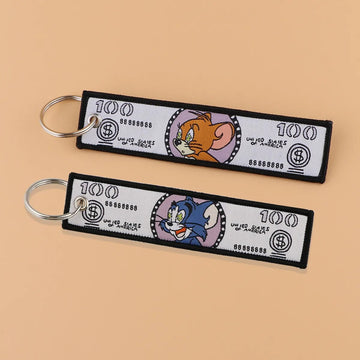 Tom and Jerry Embroidered Keychain
