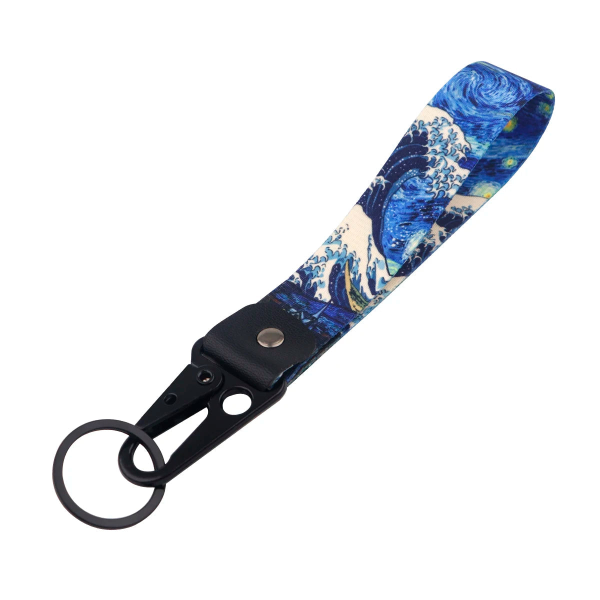 Van Gogh 'The Great Wave' Wrist Lanyard Keyring Clip Keychain Starry Sky