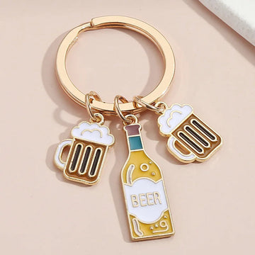 'Beer' Enamel Keyring Keychain