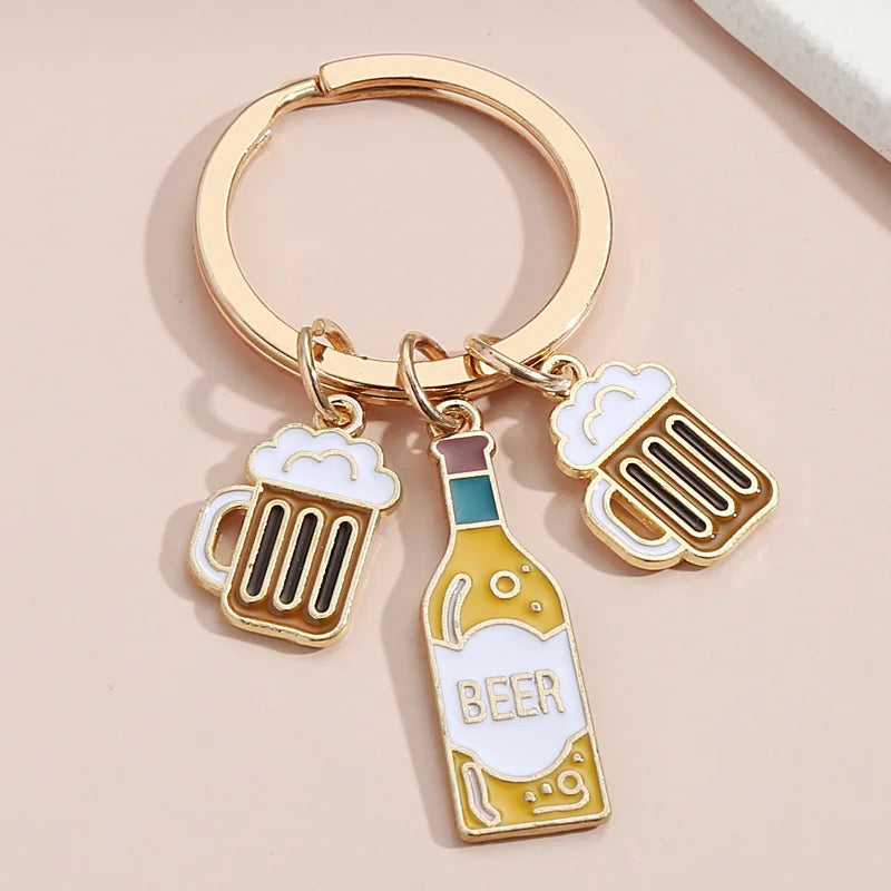 'Beer' Enamel Keyring Keychain