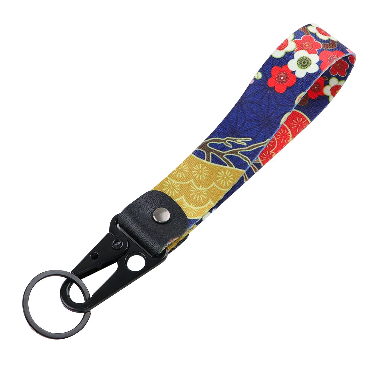 Floral Art Print Wrist Lanyard Keyring Clip Keychain