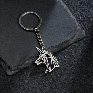 'Geometric Unicorn' Keyring Metal Keychain