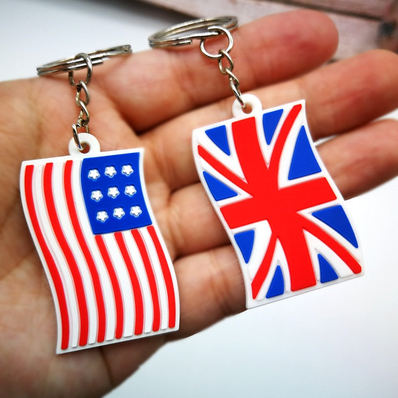 USA Flag Keyring Rubber Keychain