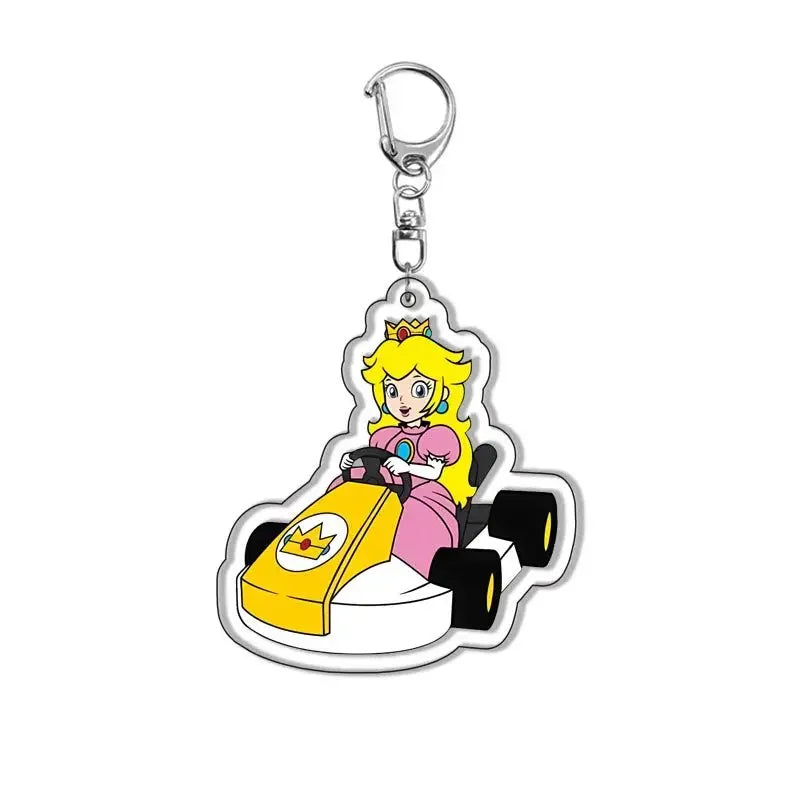 Super Mario Bros Princess Peach Mario Kart Acrylic Keyring Keychain