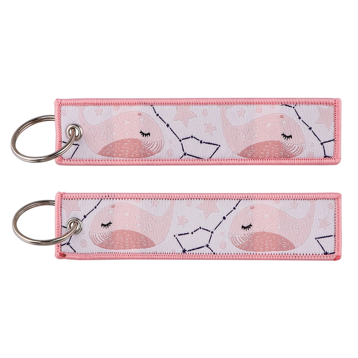 Pink Whale Embroidered Keychain