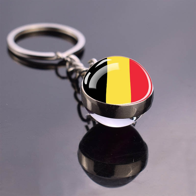 Europe Flag 'Belgium' Keyring Metal Keychain