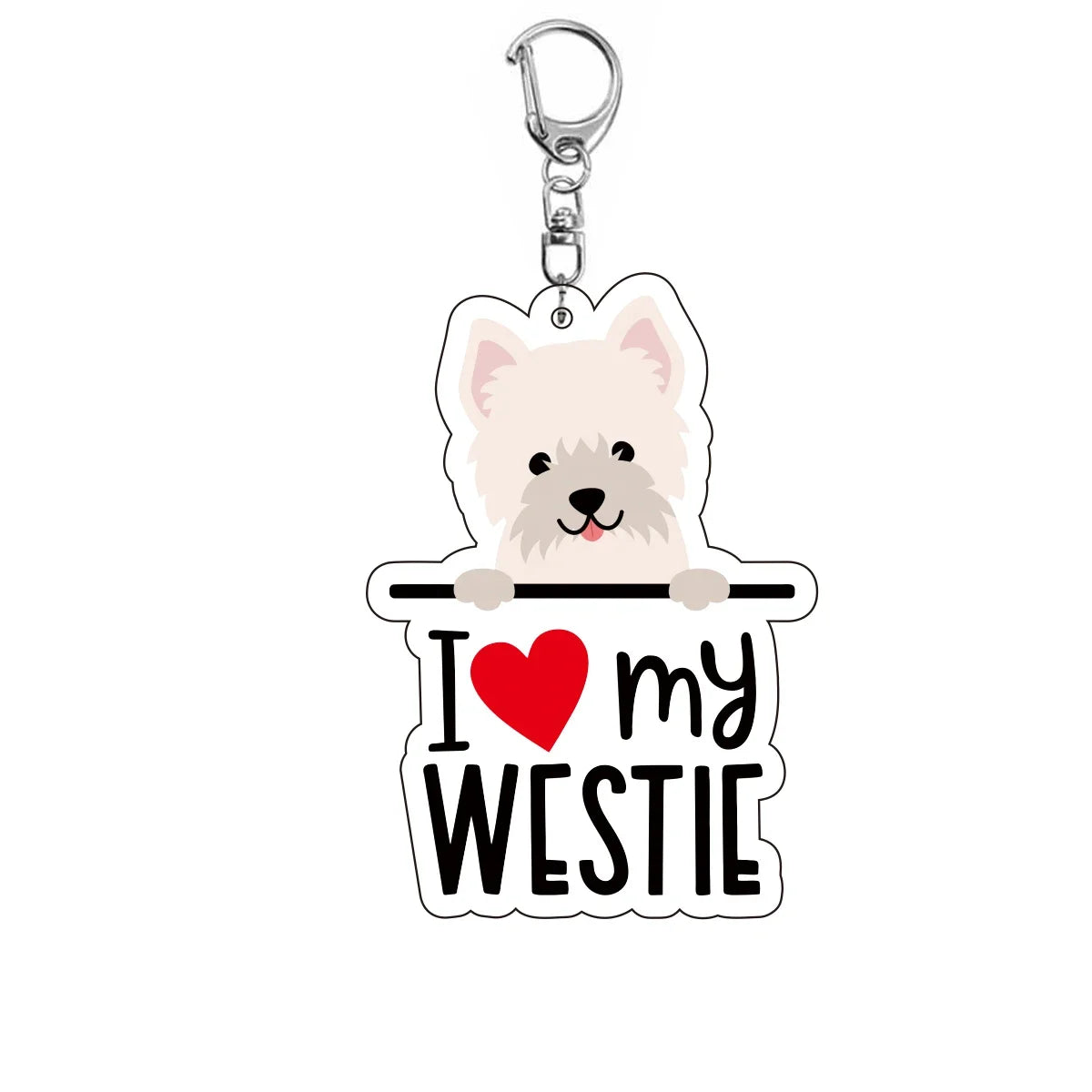 Dog 'I <3 My Westie' Keyring Plastic Keychain