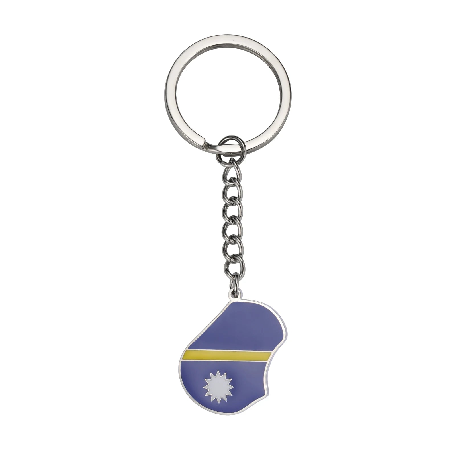 Flag Map 'Nauru' Keyring Metal Keychain