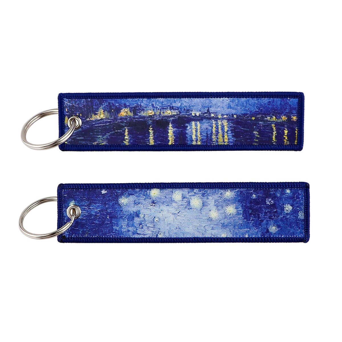 Van Gogh 'Starry Night Over the Rhone' Embroidered Keychain