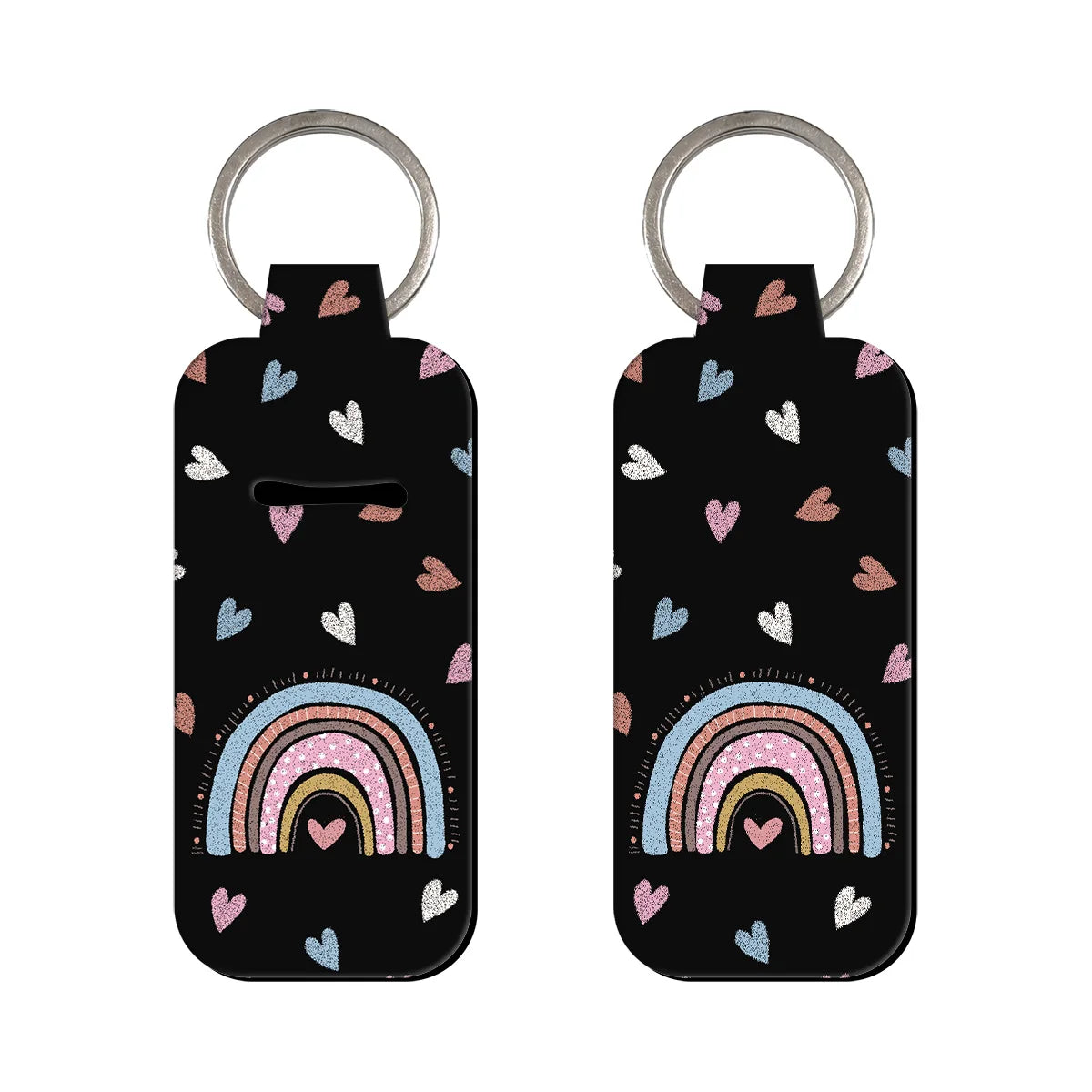 Black Heart Rainbow Lipstick Holder Keychain