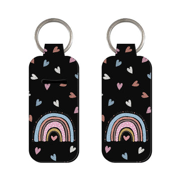 Black Heart Rainbow Lipstick Holder Keychain