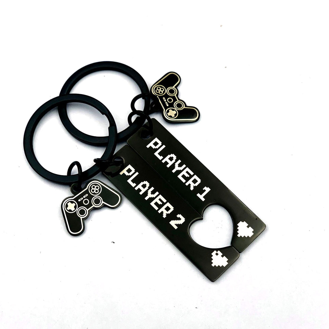 Couple Gamers 'Black' Keyring Metal Keychain