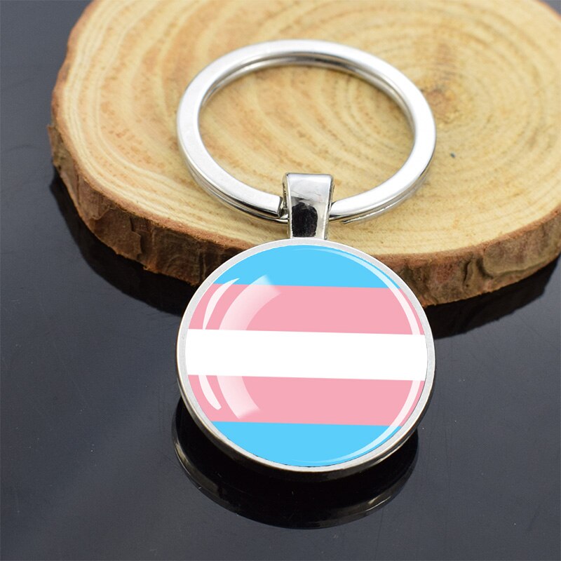 LGBT Flag 'Transgender' Keyring Glass Keychain