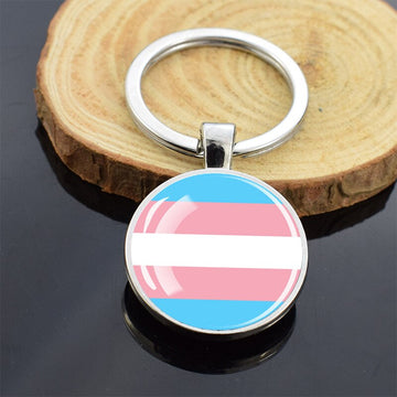LGBT Flag 'Transgender' Keyring Glass Keychain