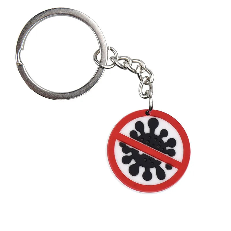 'Stop Corona Virus' Keyring Metal Keychain