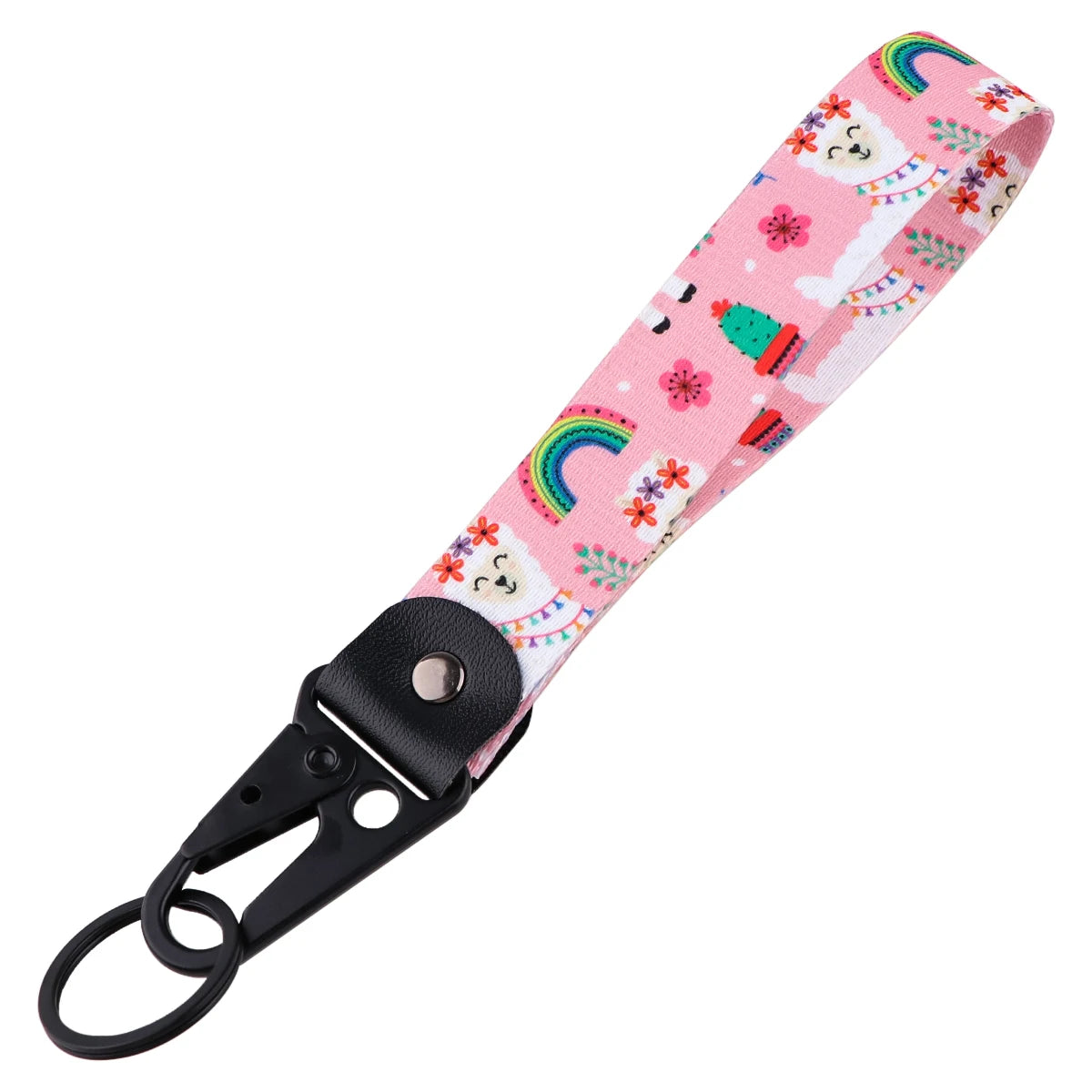 Llama Alpaca Wrist Lanyard Keychain with Keyring Clip