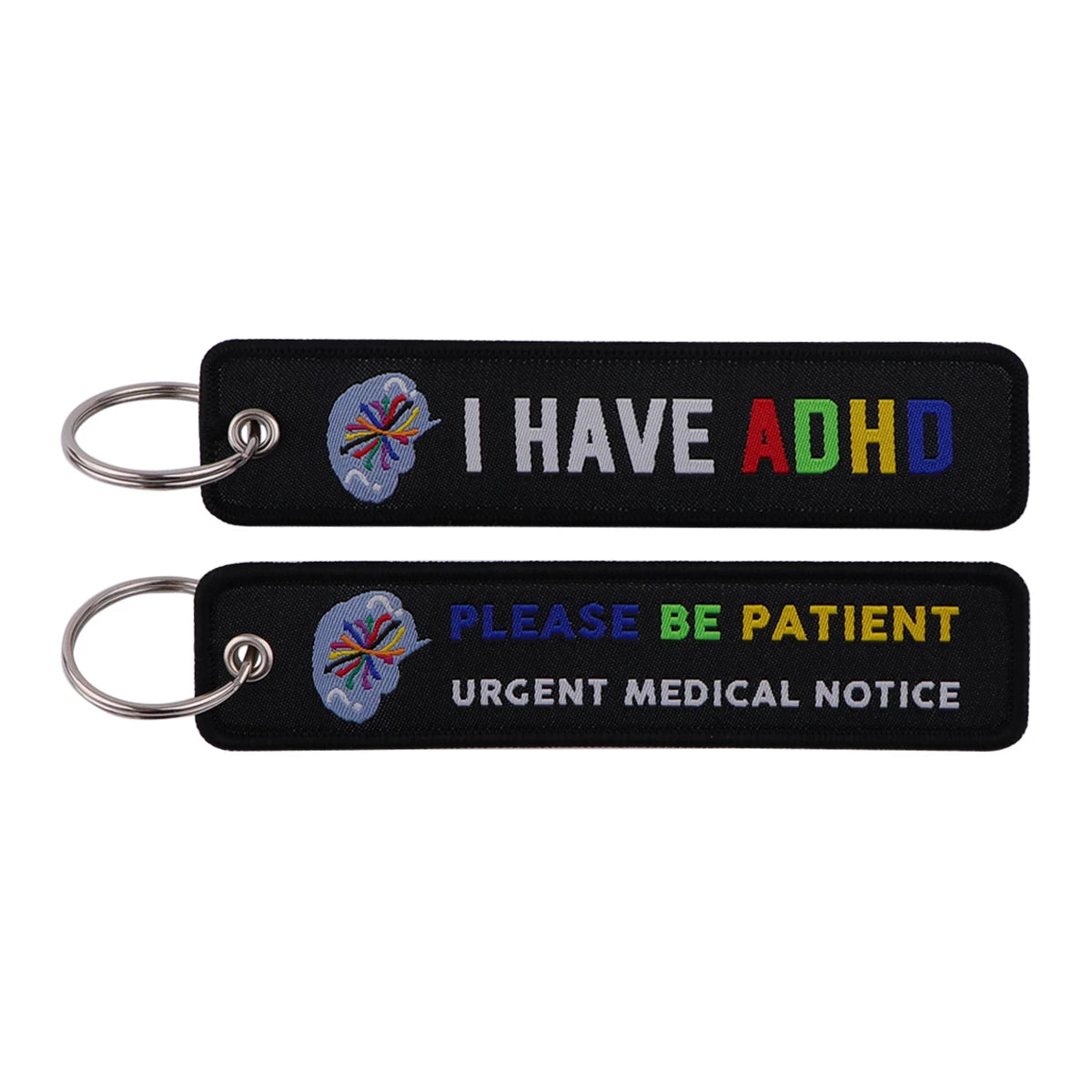 I Have ADHD Please Be Patient Embroidered Keyring Keychain