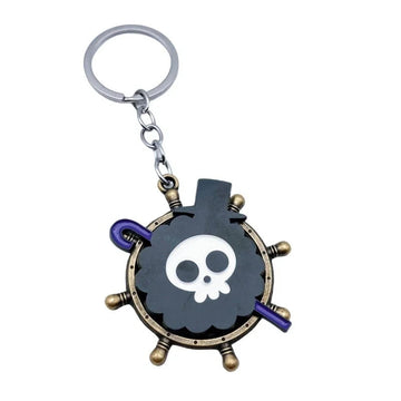 One Piece Brook Rotatable Skull Pirate Enamel Keychain