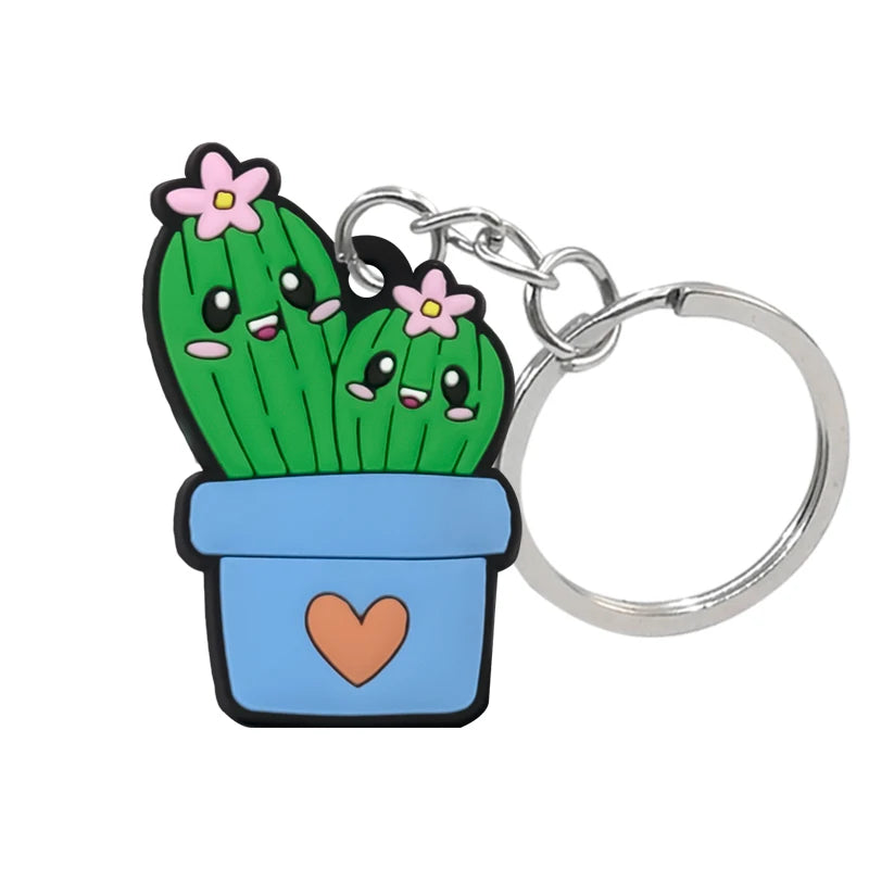 'Lovely Cactus' Keyring Rubber Keychain