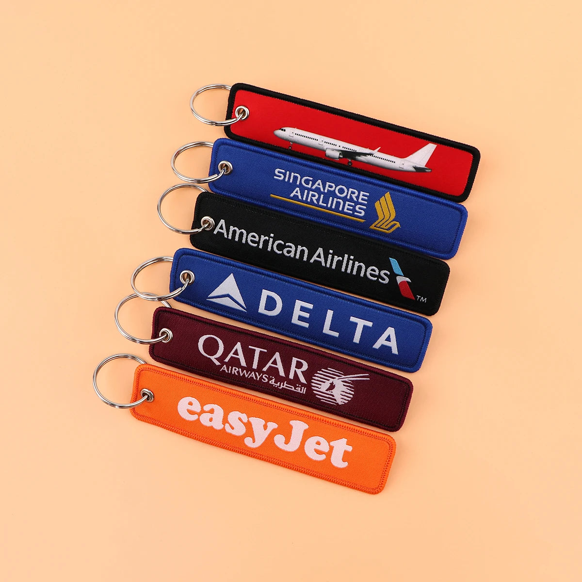 Airline Tag 'Delta Air Lines' Embroidered Keyring Keychain
