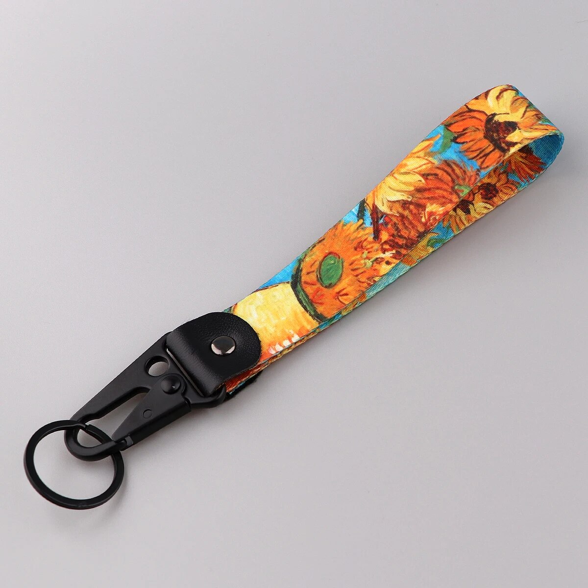 Van Gogh 'Sunflowers' Wrist Lanyard Keychain with Keyring Clip