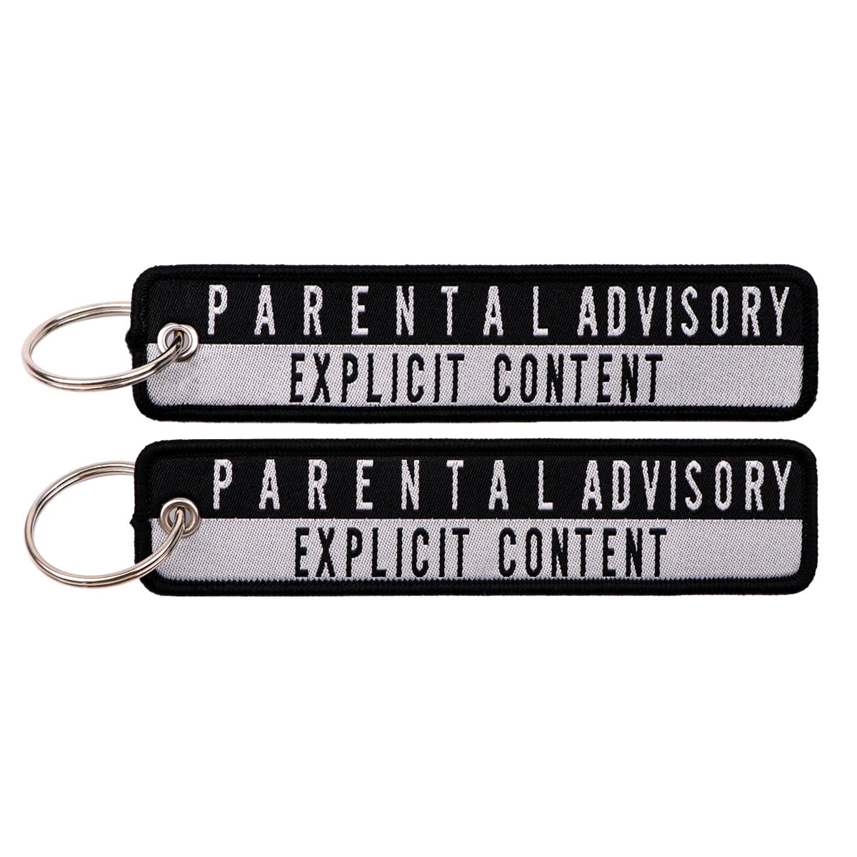 Parental Advisory 'Explicit Content' Embroidered Keyring Keychain