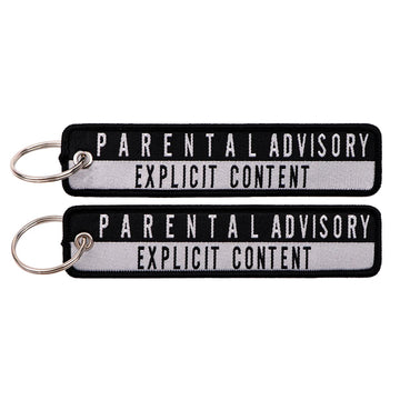 Parental Advisory 'Explicit Content' Embroidered Keyring Keychain