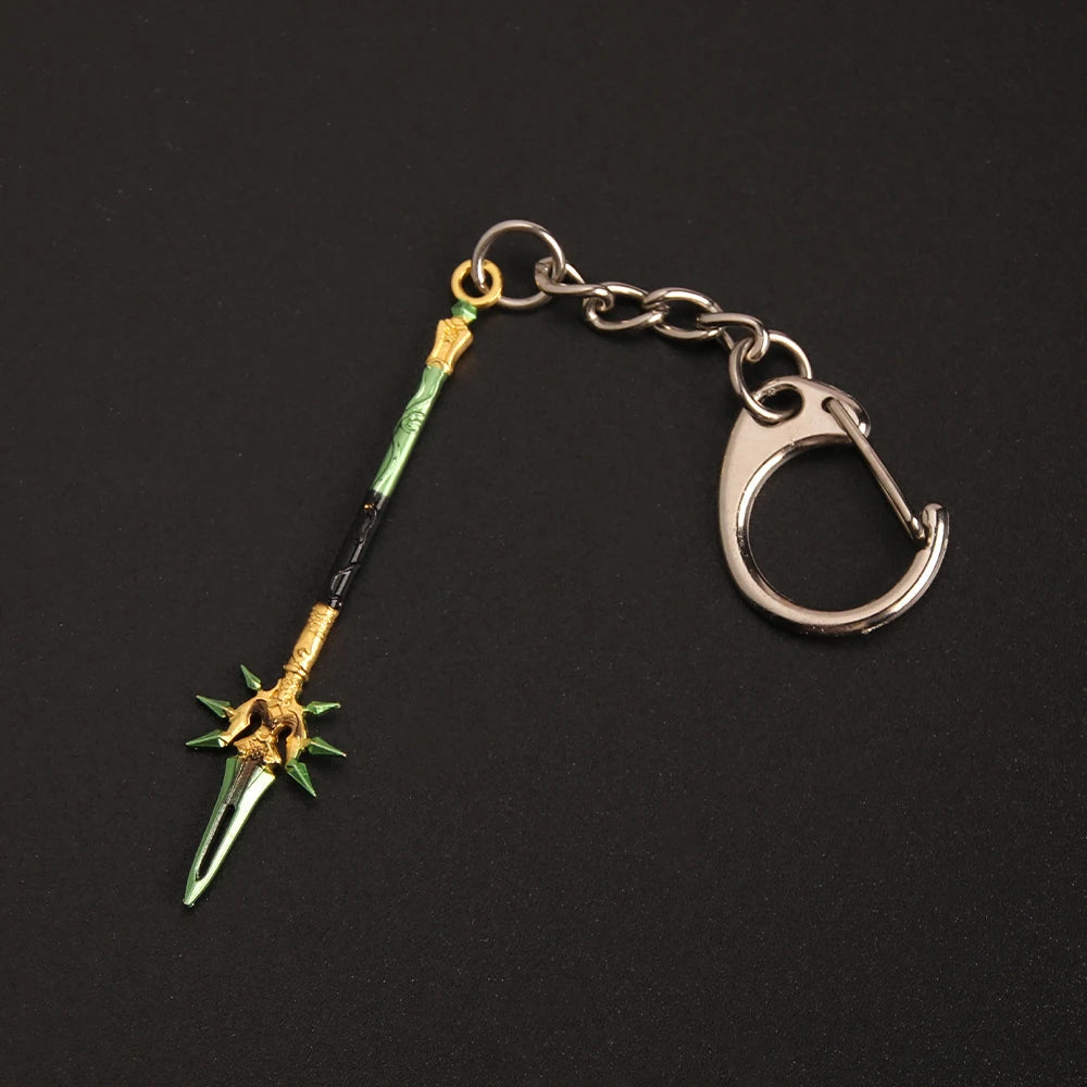 Genshin Impact Weapon 'Primordial Jade Winged Spear' Keyring Metal Keychain