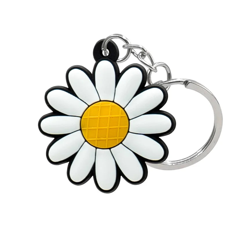 'Daisy Flower' Keyring Rubber Keychain