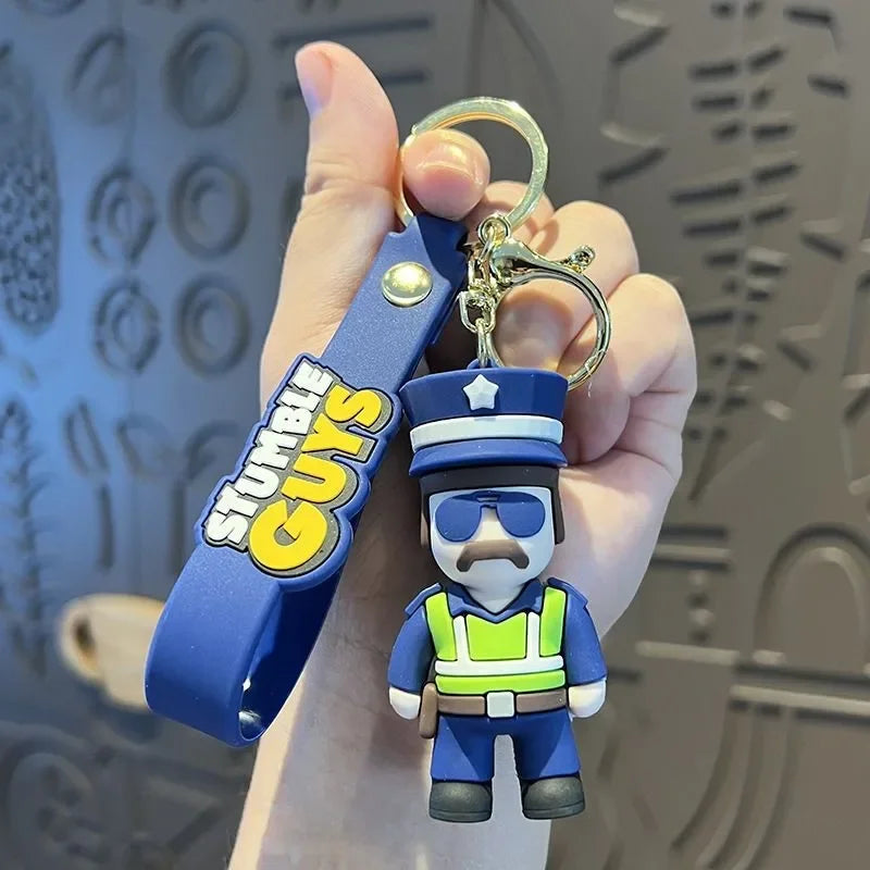 Stumble Guys 'Police Guy' Keyring Rubber Keychain