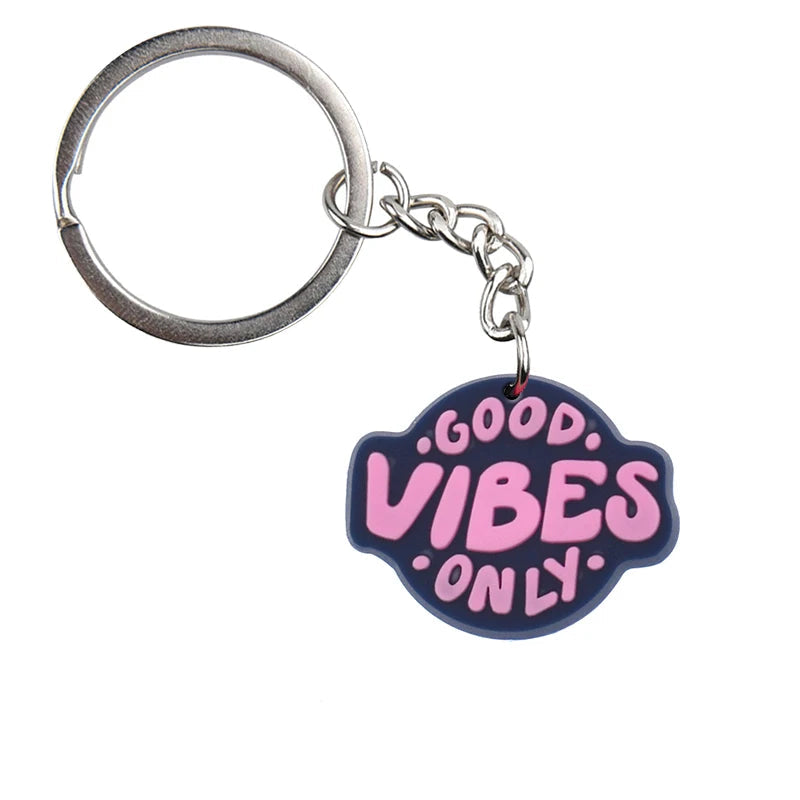'Good Vibes Only' Keyring PVC Keychain