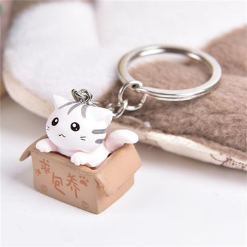 Cute Carton Cat 'White Cat Chidi' Keyring SIlicone Keychain