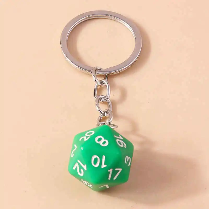 D20 Dice 'Green' Keyring Metal Keychain