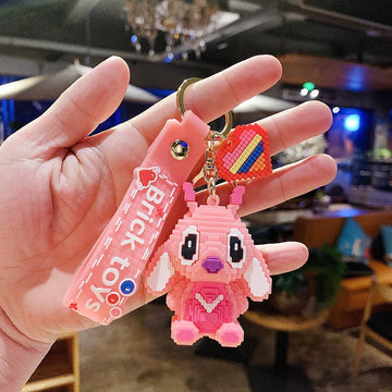 Lilo & Stitch 'Stitch | Pink Bricks' Keyring Silicone Keychain
