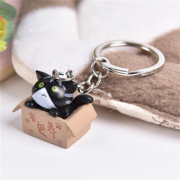Cute Carton Cat 'Black Cat Chidi' Keyring SIlicone Keychain