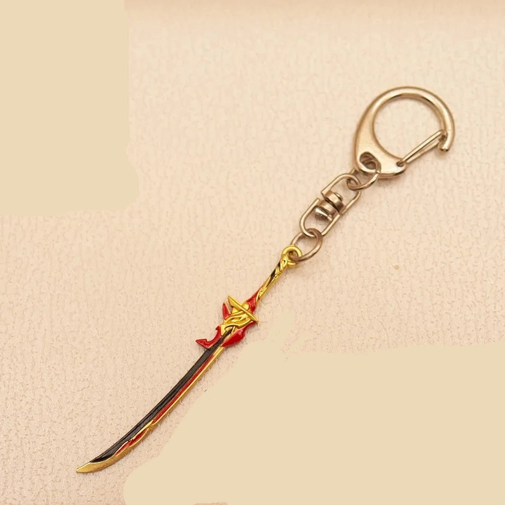 Genshin Impact Weapon 'Redhorn Stonethresher' Keyring Metal Keychain