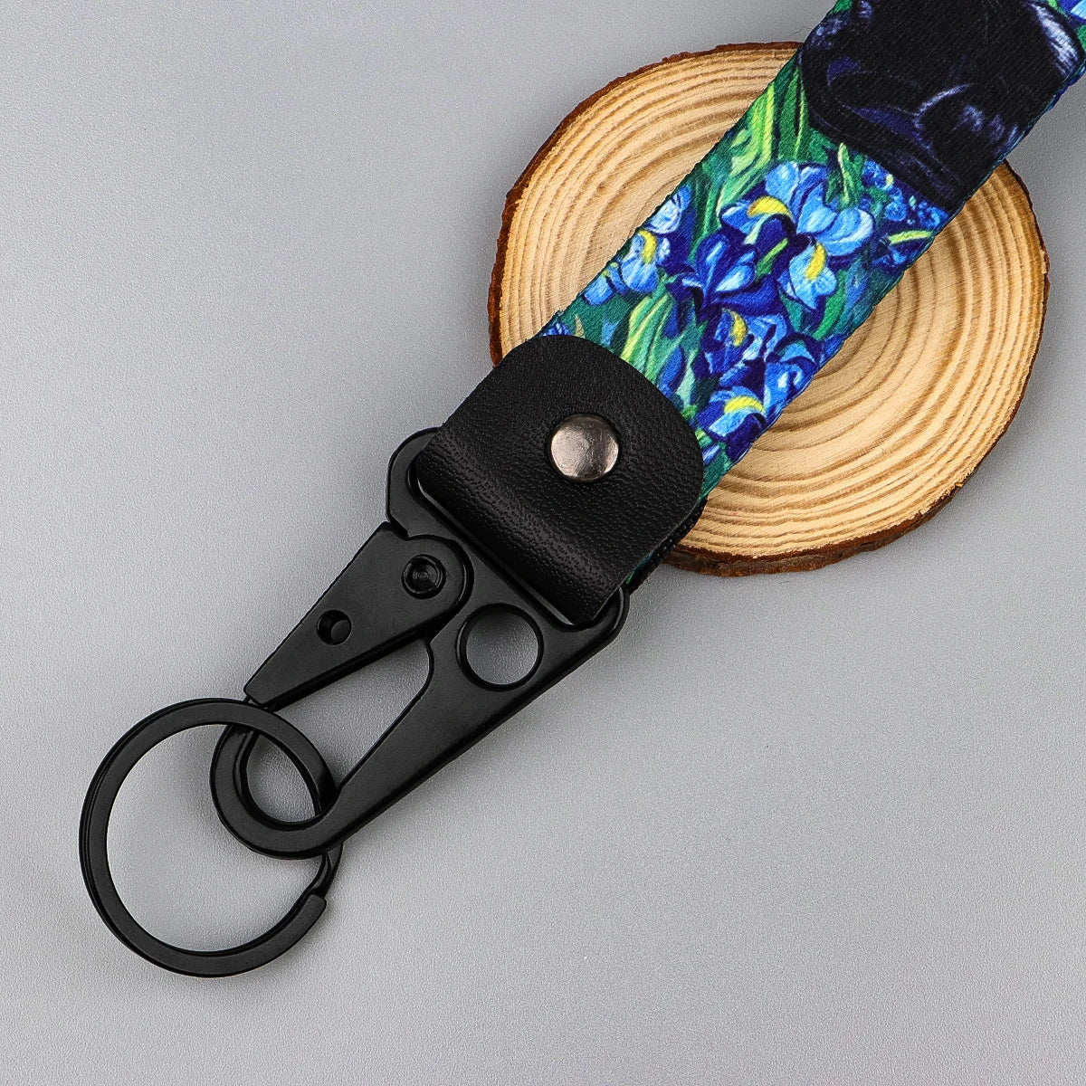 Iris Bloom Wrist Lanyard Keyring Clip Keychain