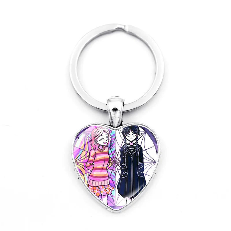 Addams Family 'Enid x Wednesday' Keyring Metal Keychain