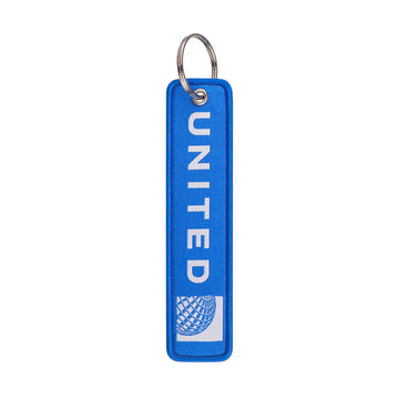 Airline Tag 'United Airlines' Embroidered Keyring Keychain